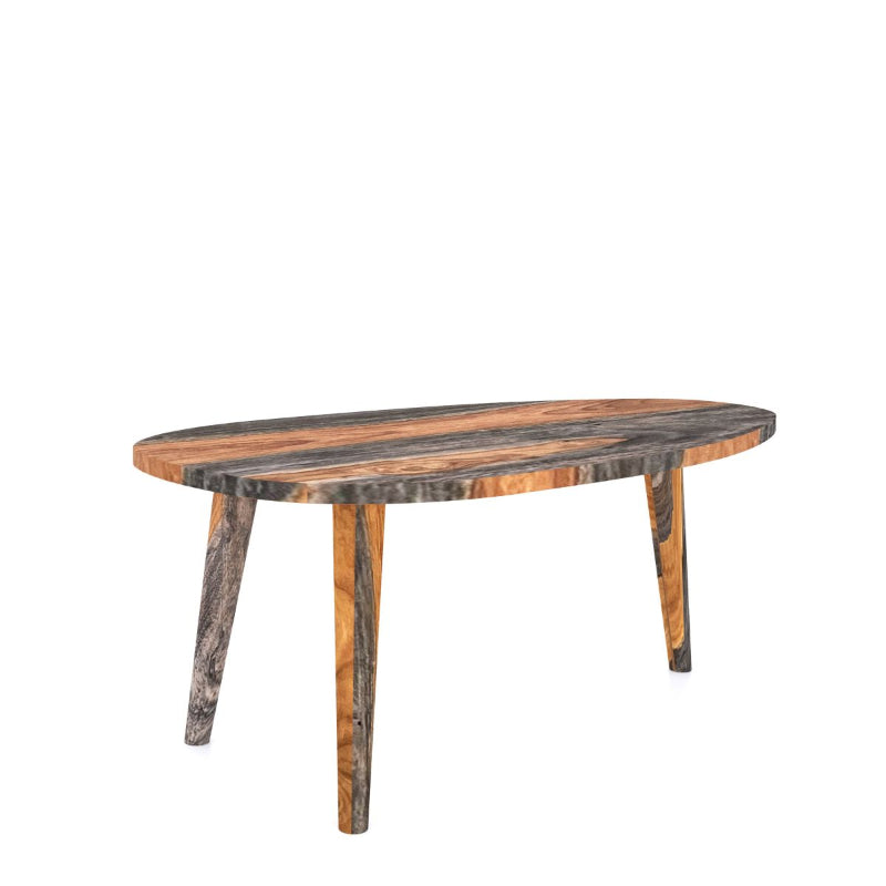 Wooden coffee table with a rustic design on a white background