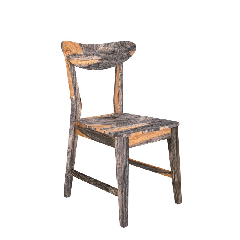 Wooden chair with a rustic design on a white background