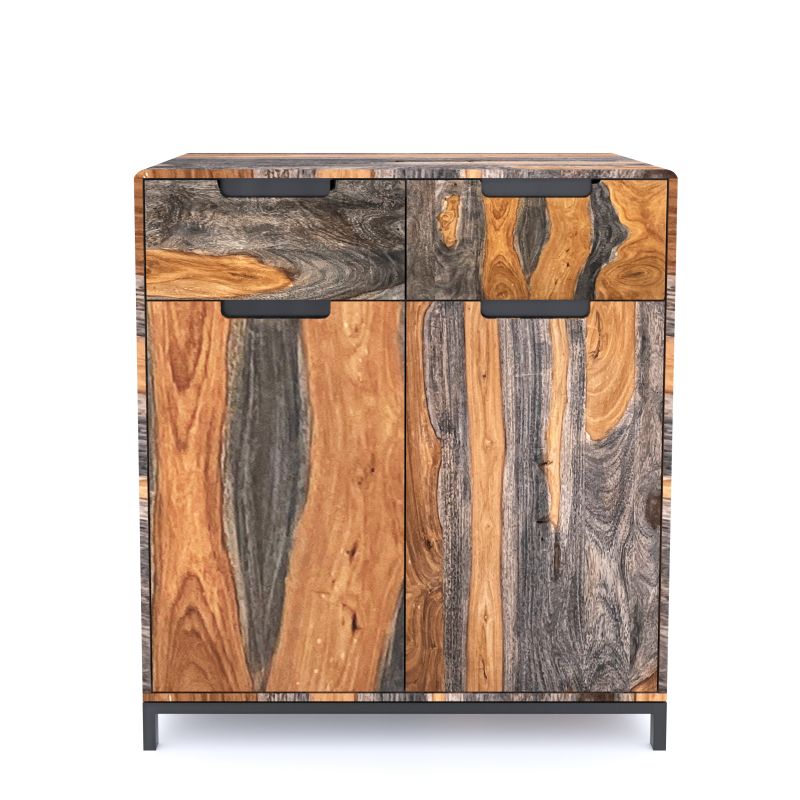 Wooden sidebaord with a rustic design on a white background