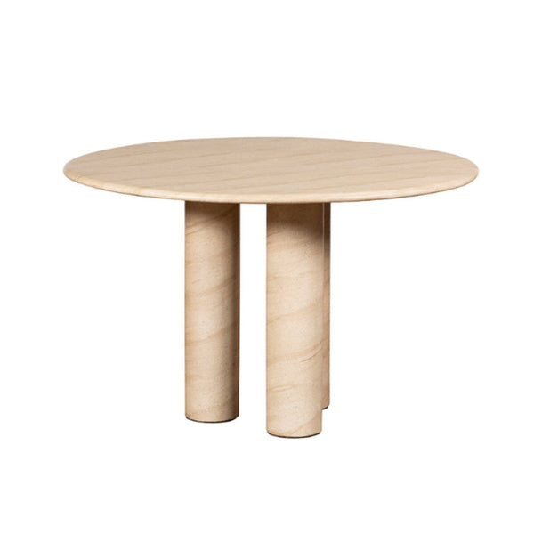 Round table with cylindrical legs on a white background