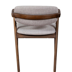 Chair with gray cushioned seat and backrest on a white background