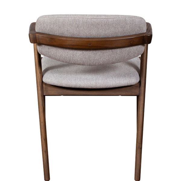 Chair with gray cushioned seat and backrest on a white background