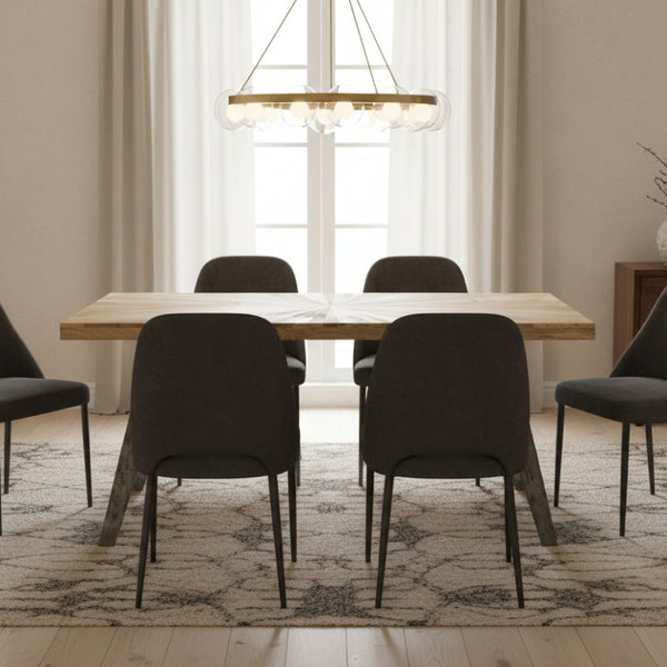 Wooden table with a starburst pattern on a white background