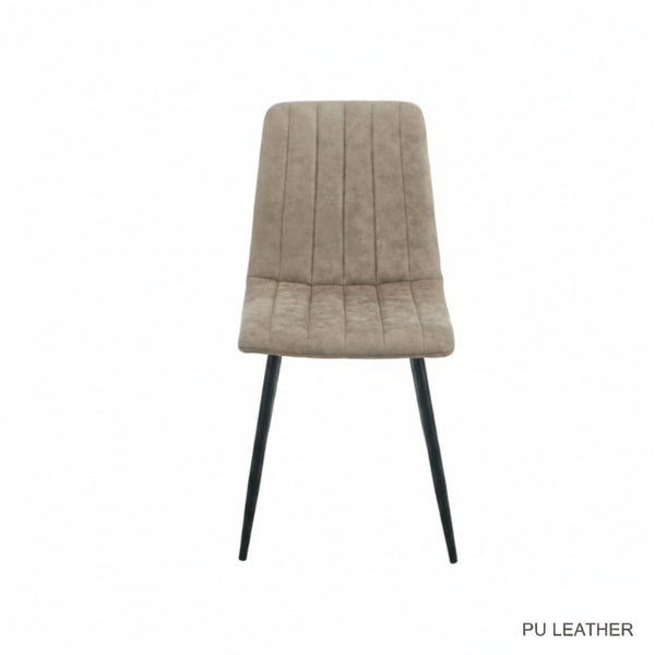 MINK upholstered chair with black legs on a white background