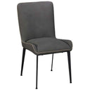Gray chair with black legs on a white background