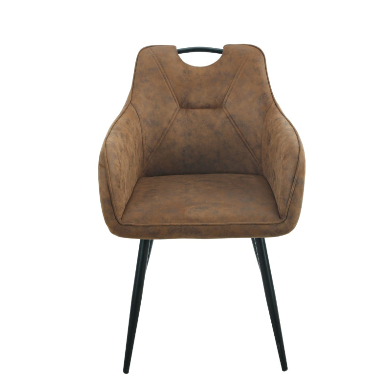 Brown armchair with black legs on a white background