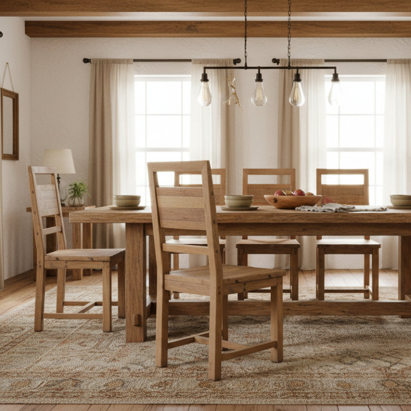 wooden ladder back dining chair white background