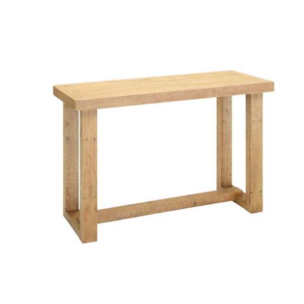 Wooden console table on a white background
