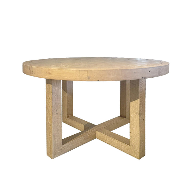 Wooden round table with a white background