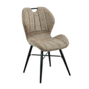 MINK upholstered chair with black metal legs on a white background